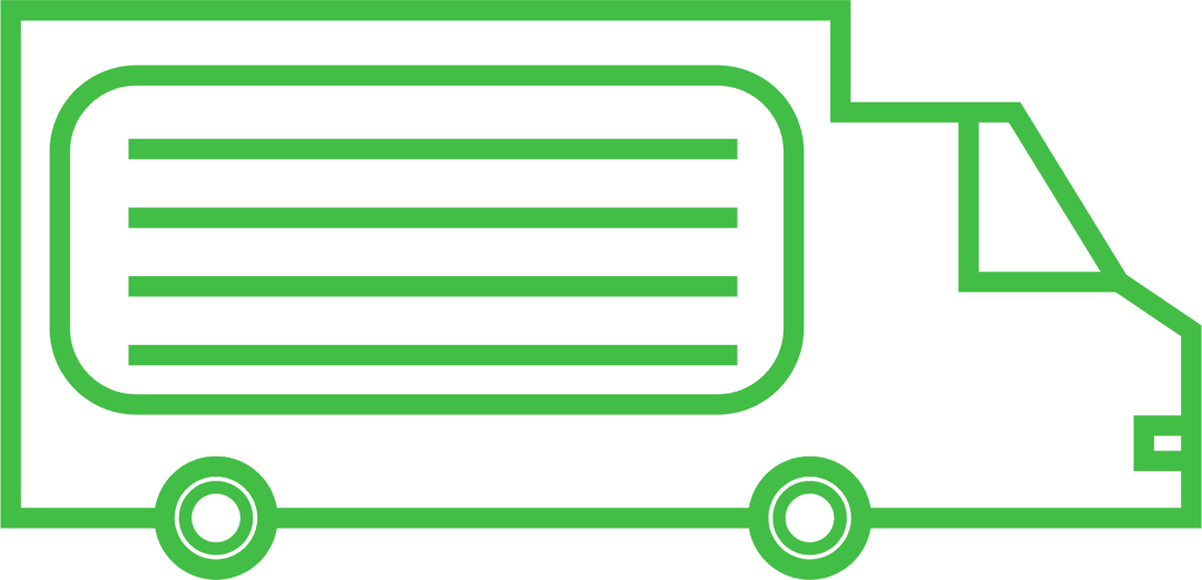 Green Outline of Truck Vector on Transparent Background