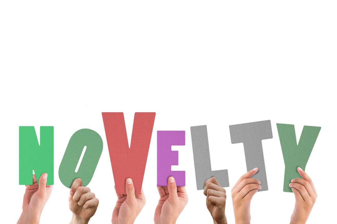 Hands Holding Novelty Word on Transparent Background Vector