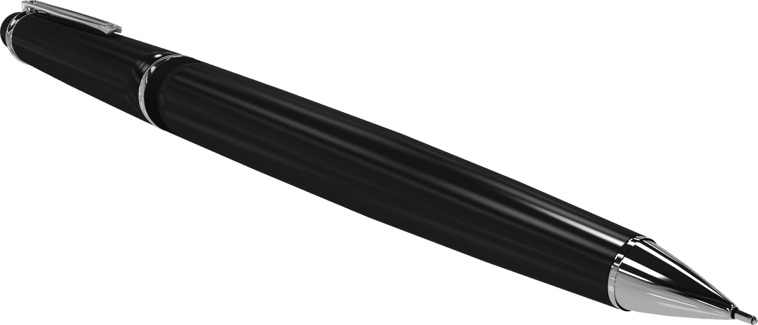 Transparent Black and Silver Pen Symbolizing Elegance