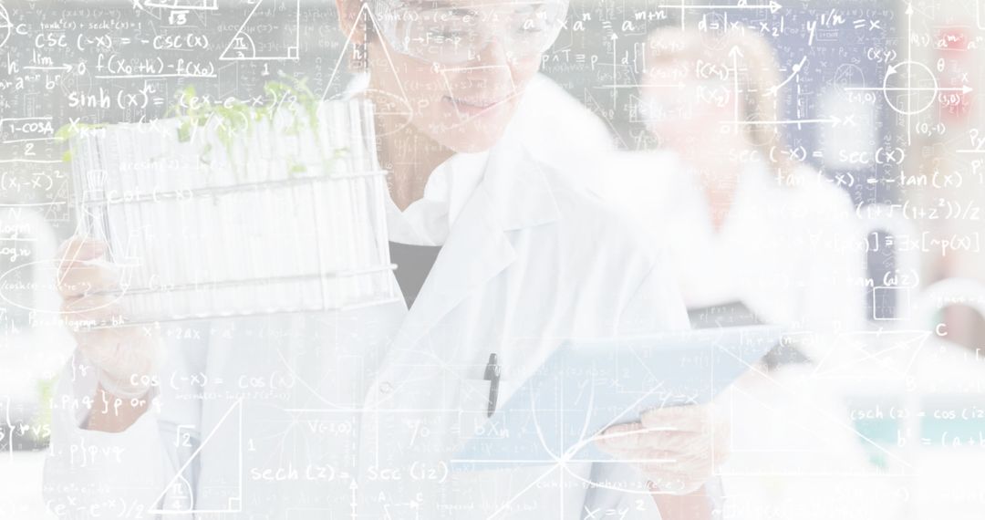 Scientist Analyzing Plant Samples with Technology in Laboratory