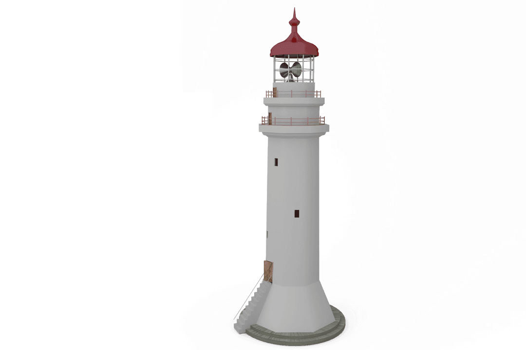 Transparent White Lighthouse on Isolated Background