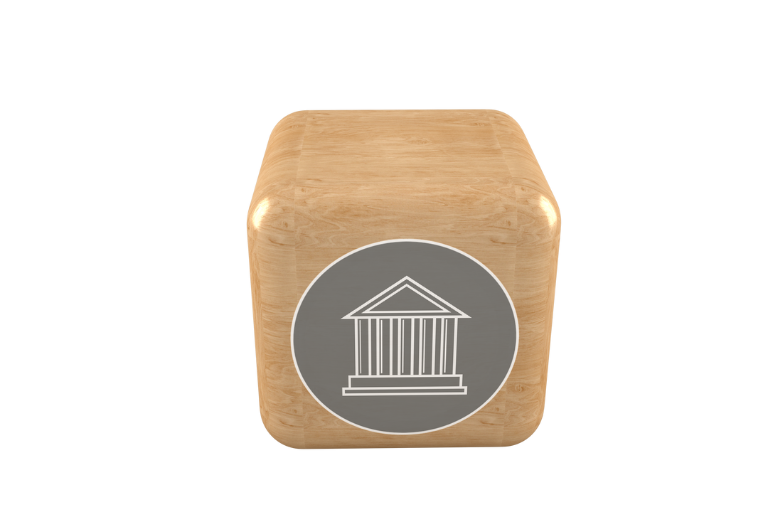 Transparent Wooden Block With Civic Building Icon On Transparent Background - Download Free Stock Images Pikwizard.com