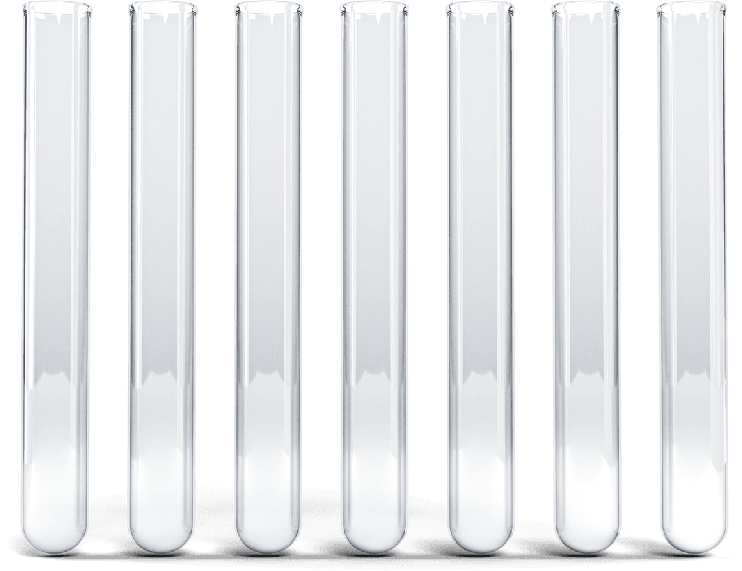 Transparent Rows of Test Tubes Containing Chemical Solutions