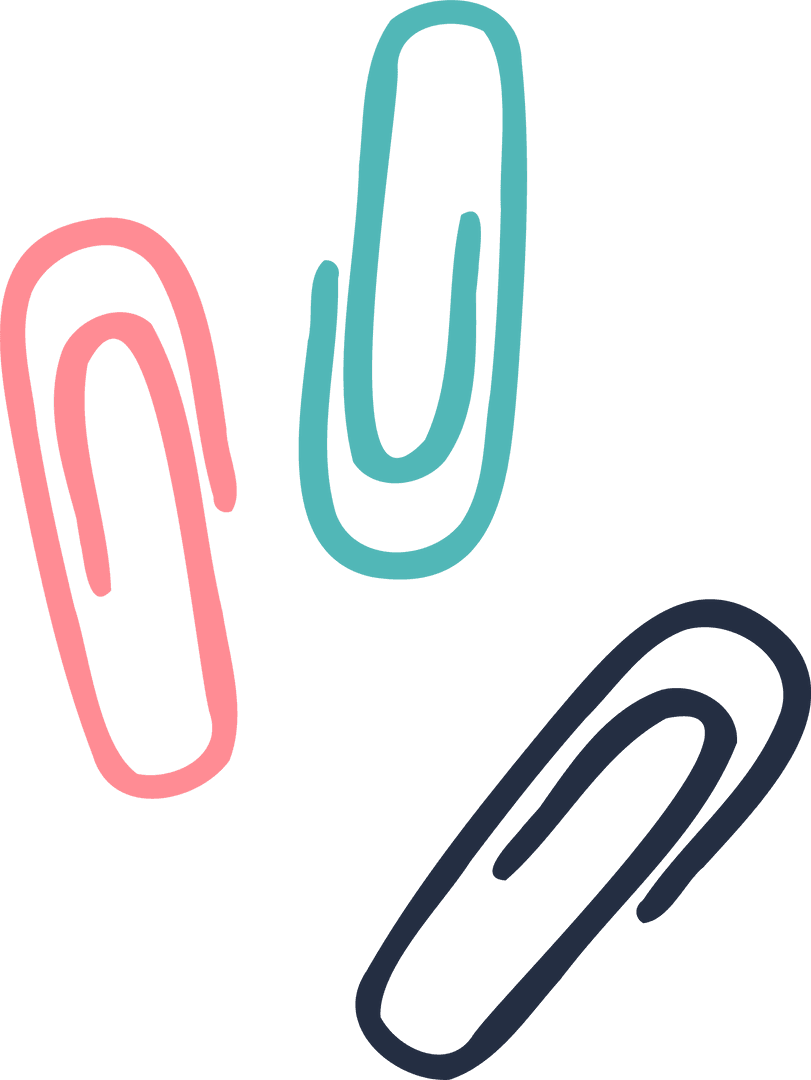 Stylized Paperclips in Minimal Design on Transparent Background