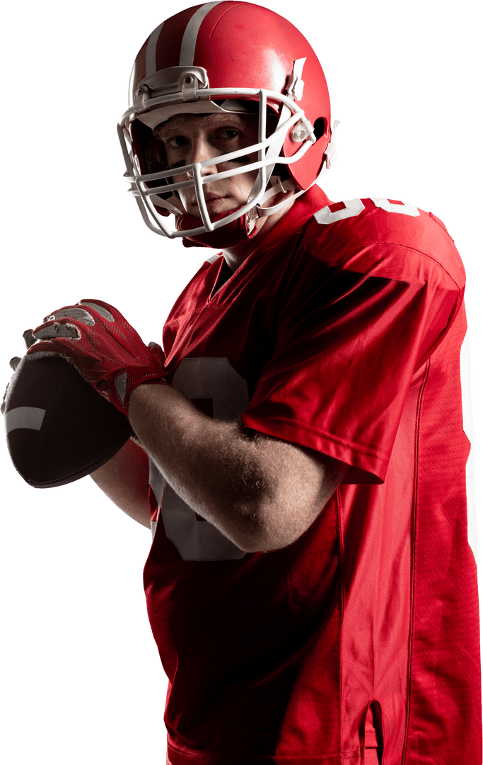 American Football Player Holding Rugby Ball Transparent Background