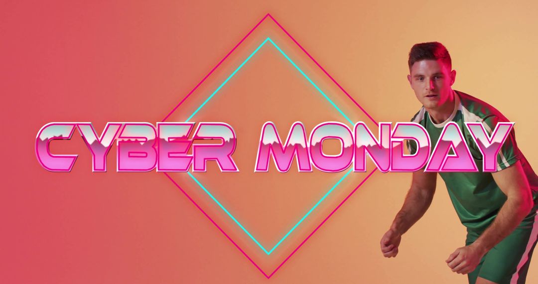 Vibrant Cyber Monday Promotion with Retro Geometric Design