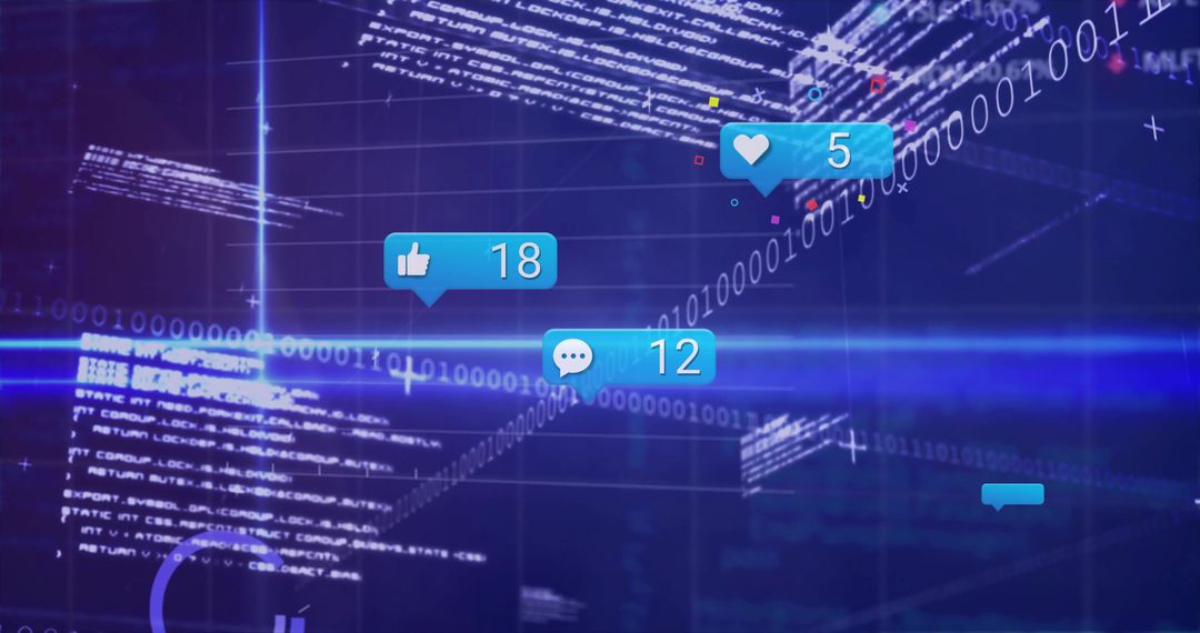 Social Media Notifications on Futuristic Digital Interface