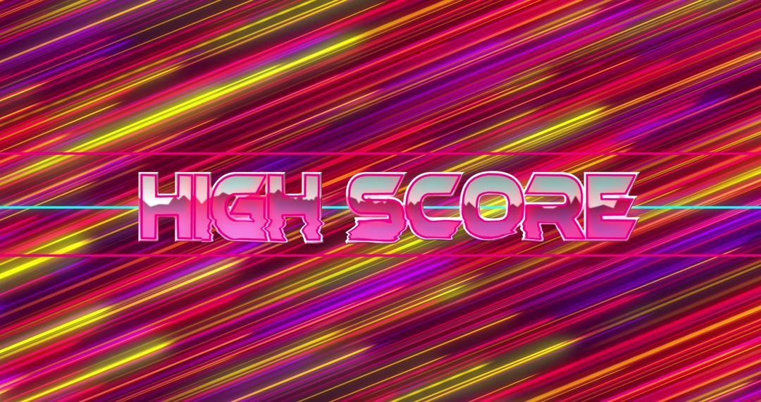 High Score Text on Neon Colorful Light Trails Banner