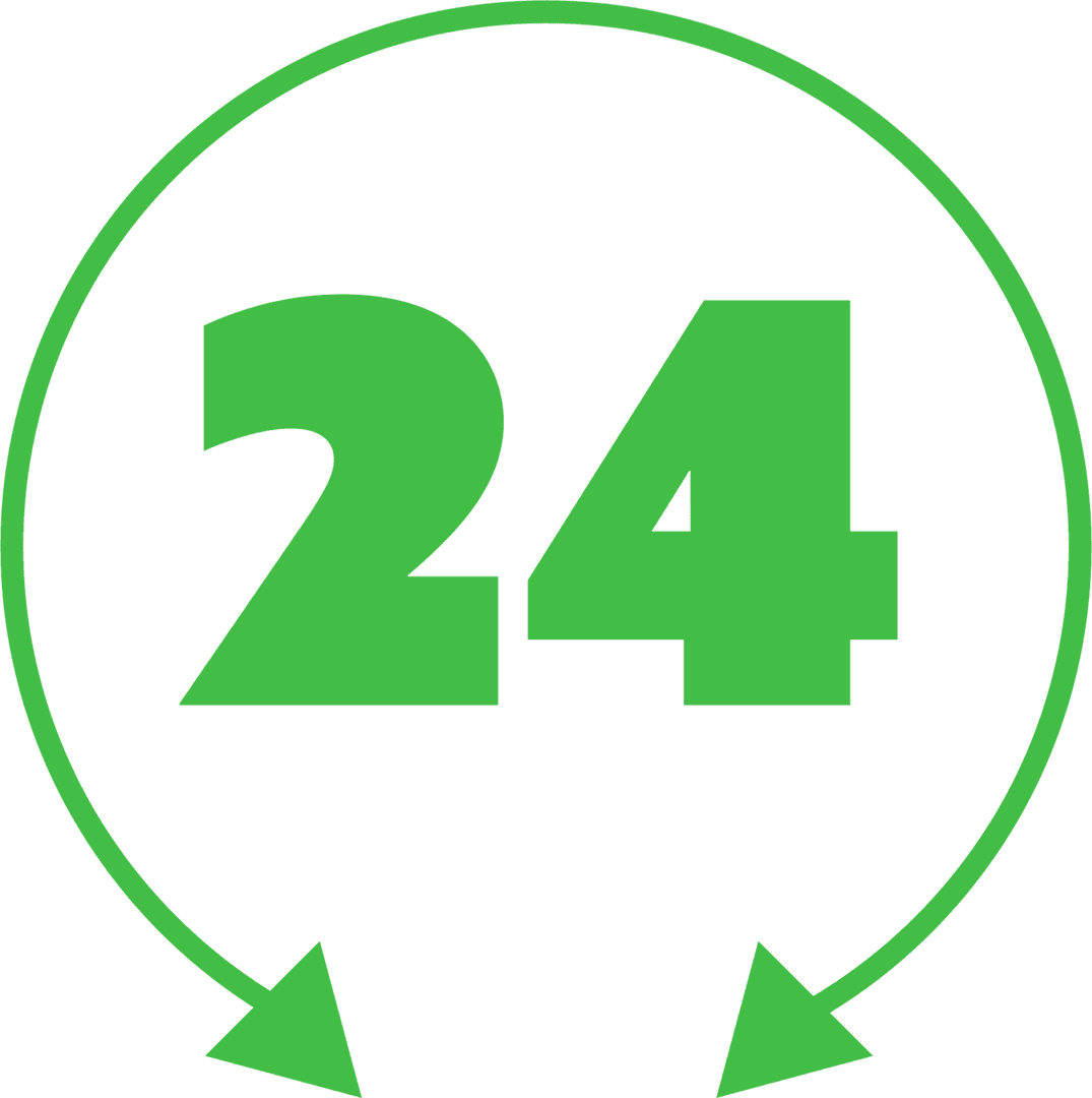 Green 24 with Arrows Transparent Background