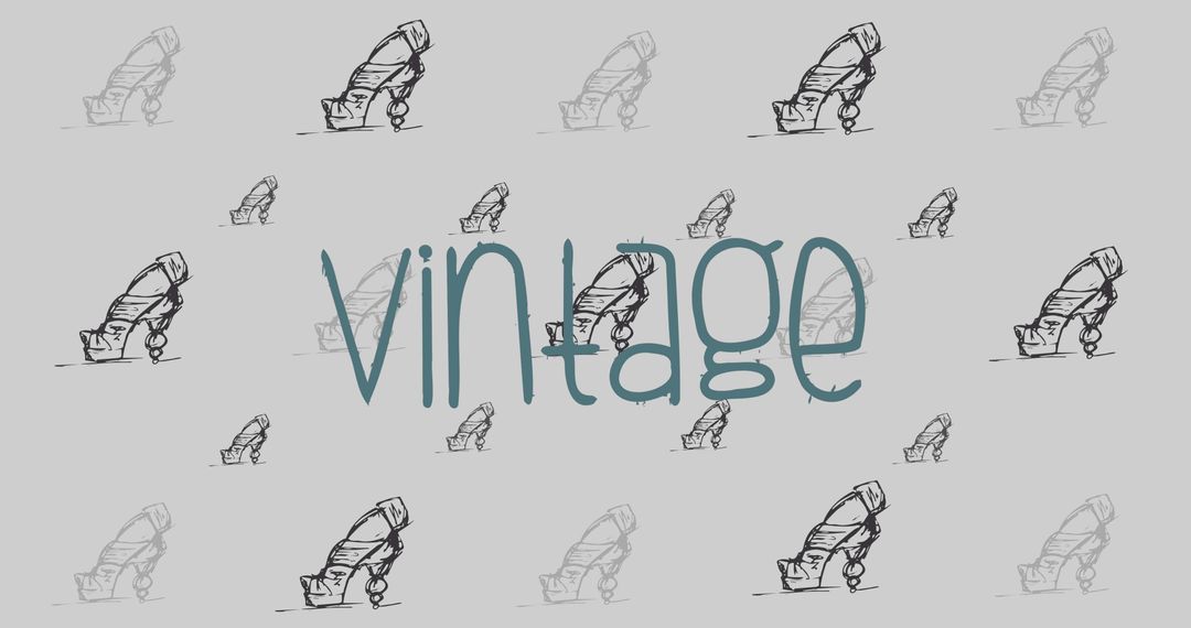 Vintage Typography with Retro Shoe Pattern on Grey Background