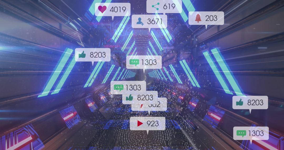 Digital World with Social Media Interaction Overlays