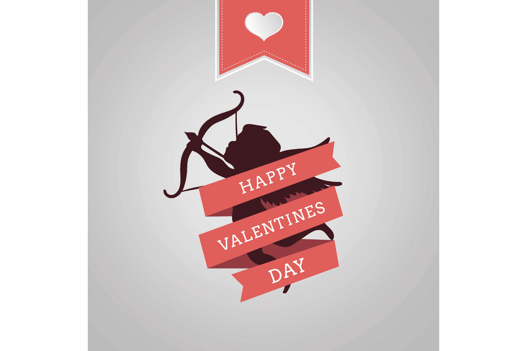 Valentine's Day Cupid with Heart Vector on Transparent Background
