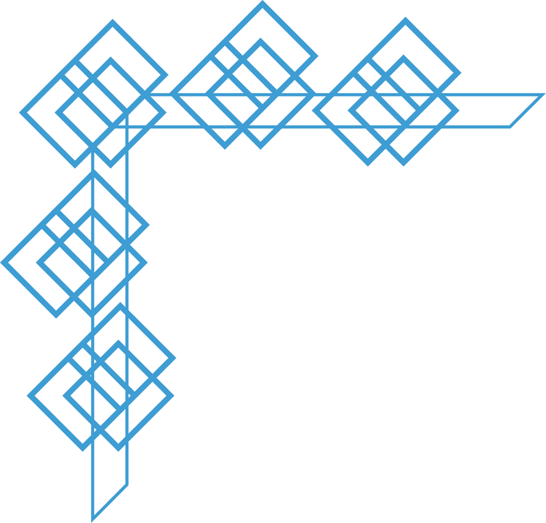 Geometric Blue Decor with Copy Space on Transparent Background