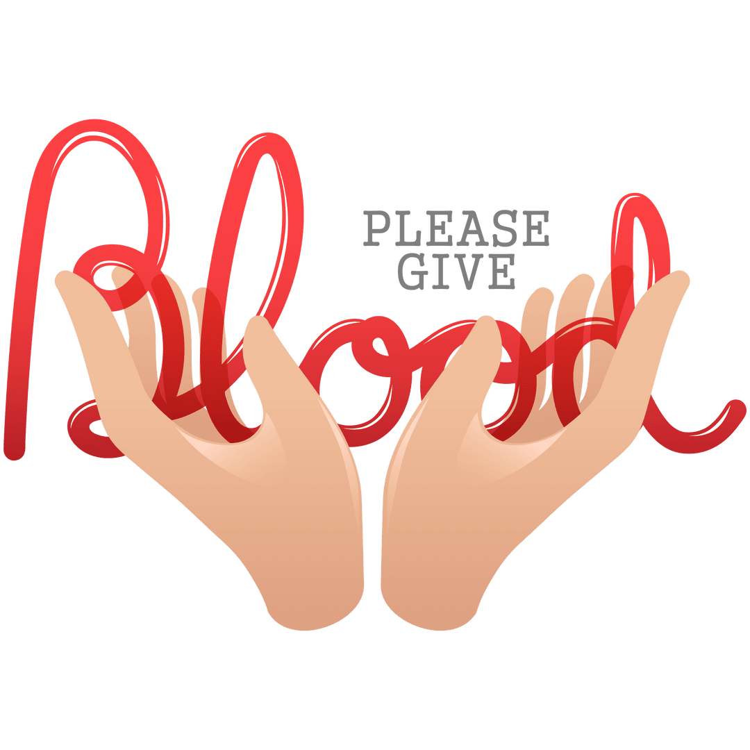 Transparent Vector Hands Holding Please Give Blood Text for Donation