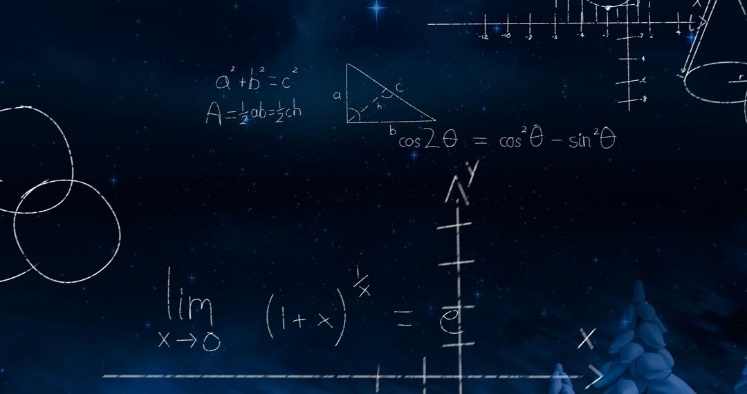 Mathematical Formulas Visualized on Cosmic Background