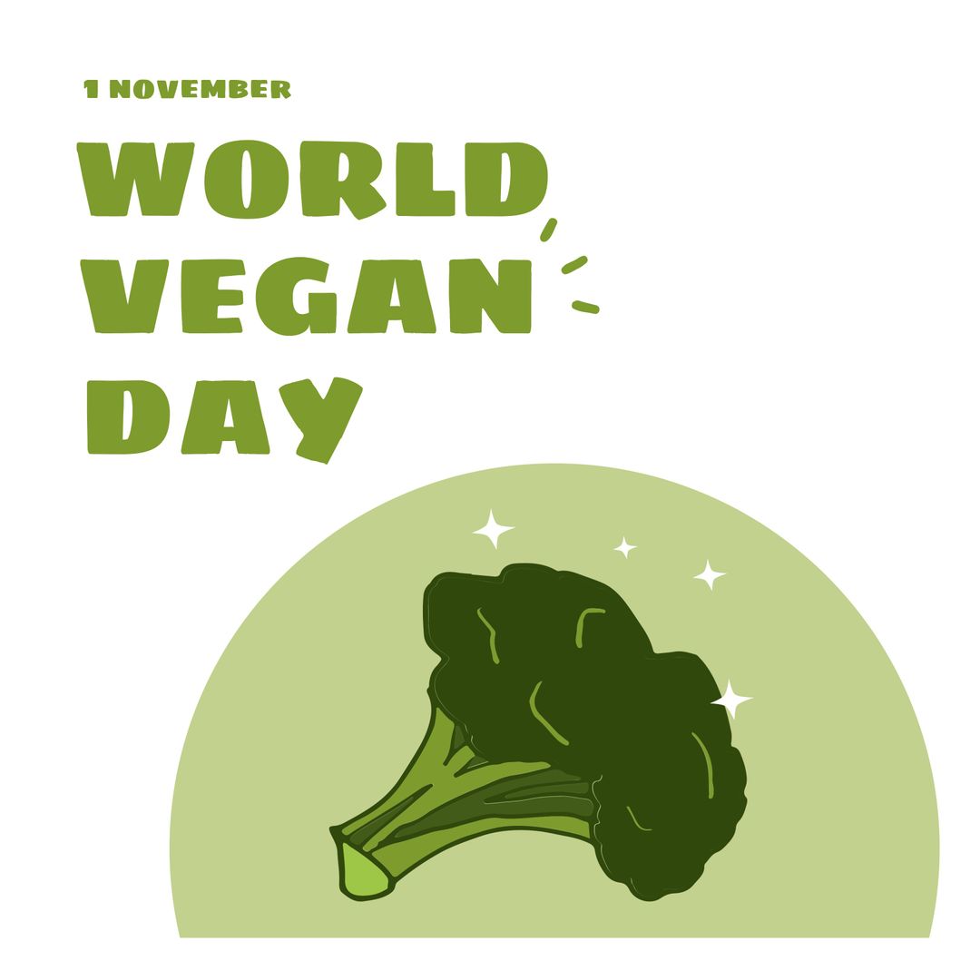 World Vegan Day Celebration with Broccoli Illustration