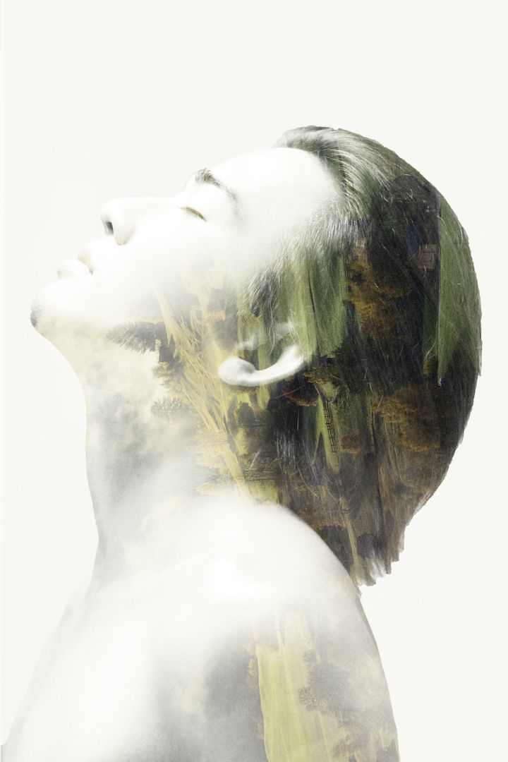 Double Exposure Portrait of Serene Woman with Nature Elements - Free Images, Stock Photos and Pictures on Pikwizard.com