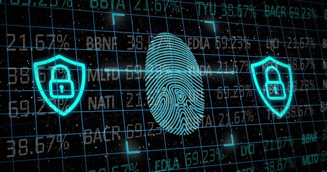 Biometric Fingerprint and Digital Security with Financial Data Overlay