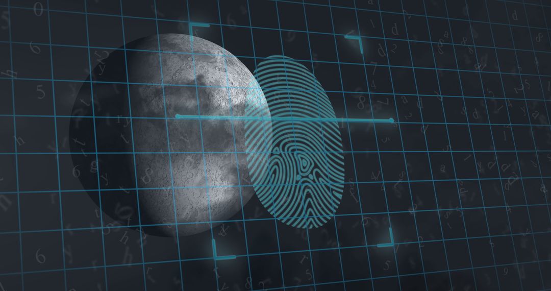 Futuristic Security Concept with Fingerprint and Technology Grid