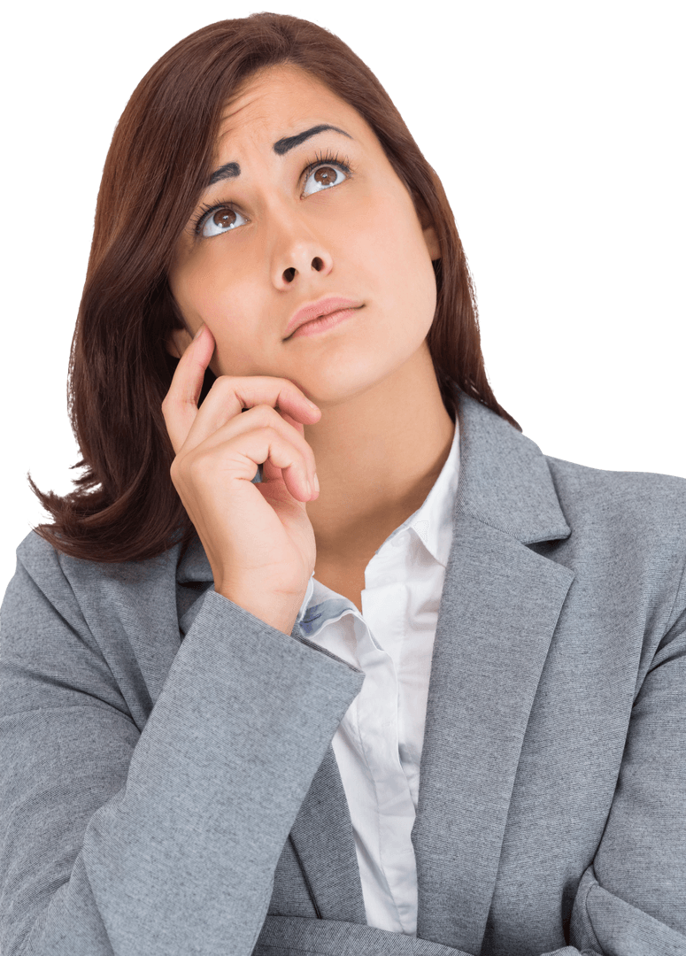 Thoughtful Businesswoman Contemplating Ideas Transparent Background