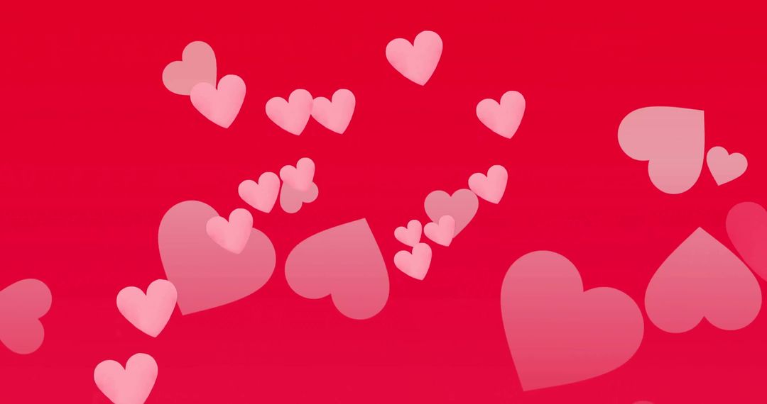 Pink Hearts Floating on Red Background for Valentine's Day Theme