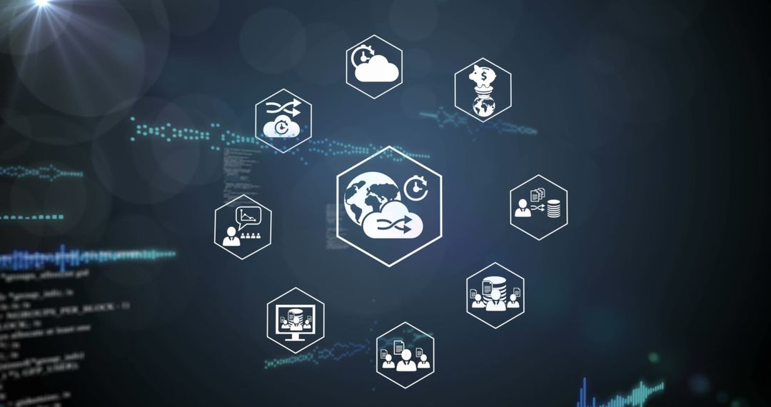 Global business and digital data processing interface concept