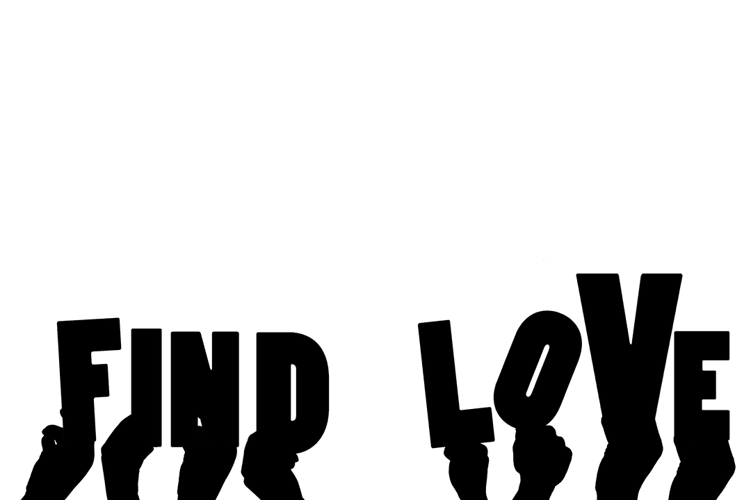 Hands Embracing Find Love Text on Transparent Background