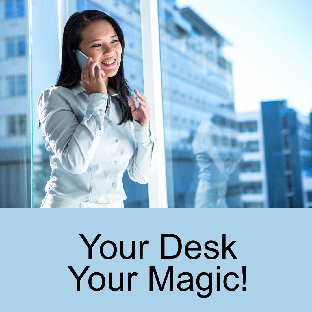 Confident Asian Businesswoman Engaging in a Mobile Phone Conversation