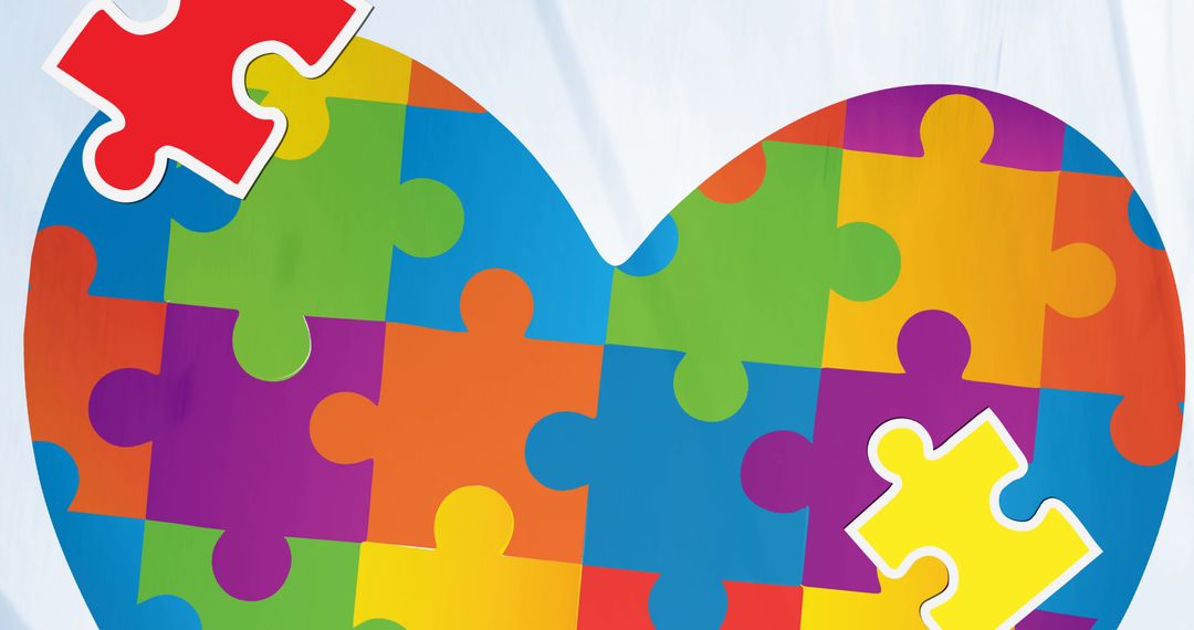 Multicolored Heart Puzzle Concept for Autism Awareness Support