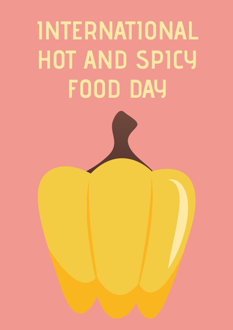 Illustration of international hot and spicy food day text and yellow bell pepper on peach background - Free Images, Stock Photos and Pictures on Pikwizard.com