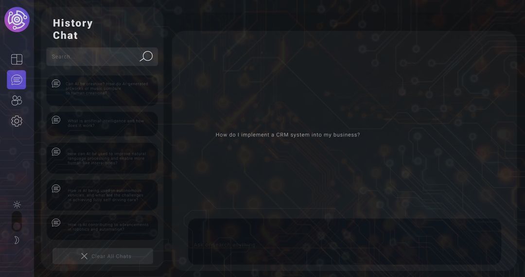 AI Chat Interface with Digital Network Background