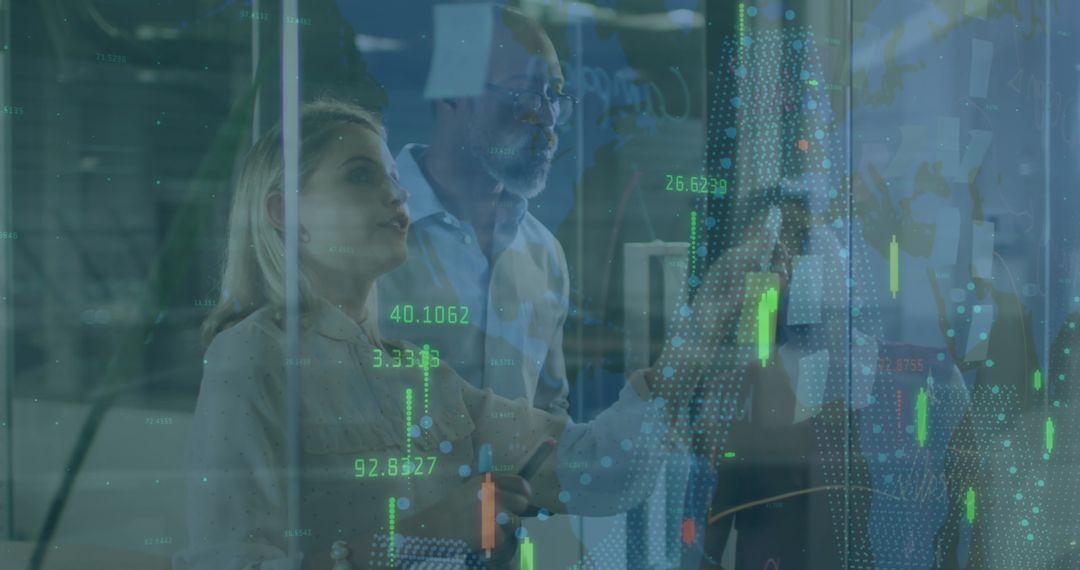 Business Professionals Analyzing Financial Data Analytics Interface