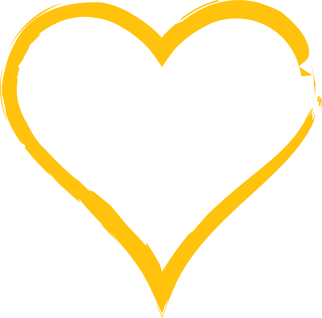 Yellow Heart Symbol on Transparent Background Isolated