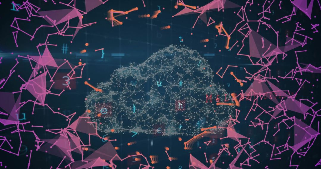 Abstract Digital Cloud Security Network and Data Visualization