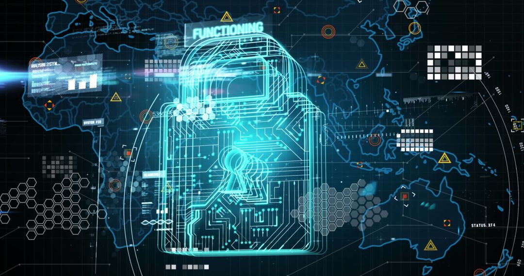 Futuristic Digital Lock Symbolizing Global Data Security
