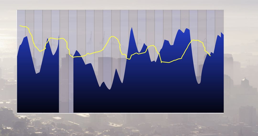 Abstract Urban Analytics with Dark Blue Graph and Yellow Line