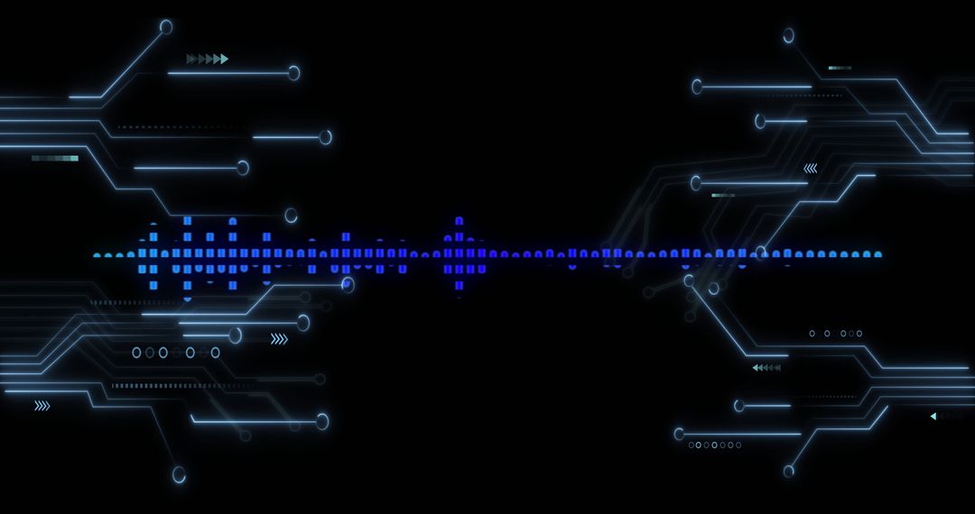 Digital Circuit Lines and Data Visualization on Dark Background