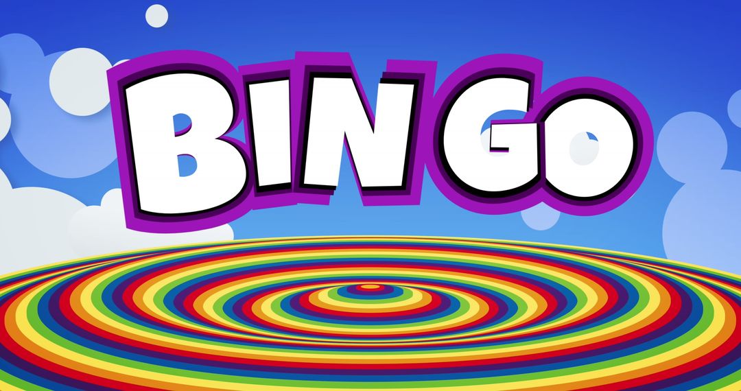 Vibrant Bingo Text Over Retro Rainbow Circles Design