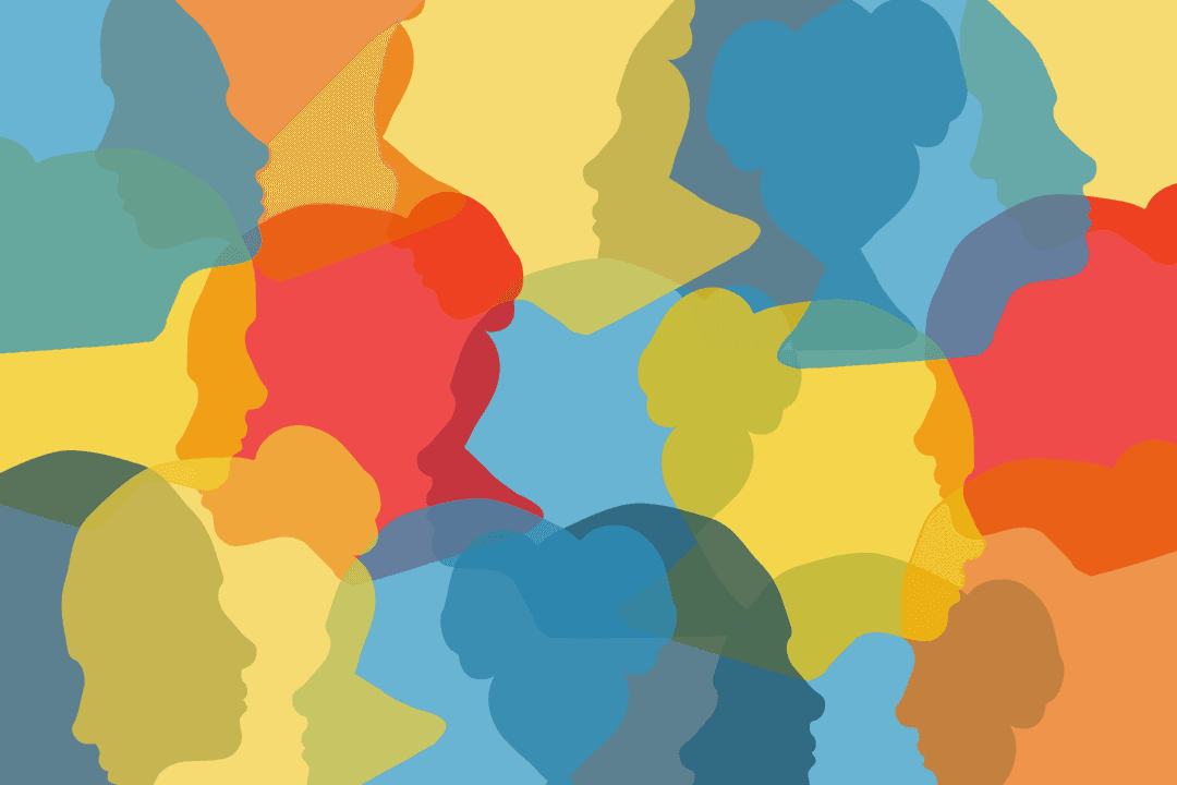 Transparent Layered Silhouettes of Diverse Female Faces