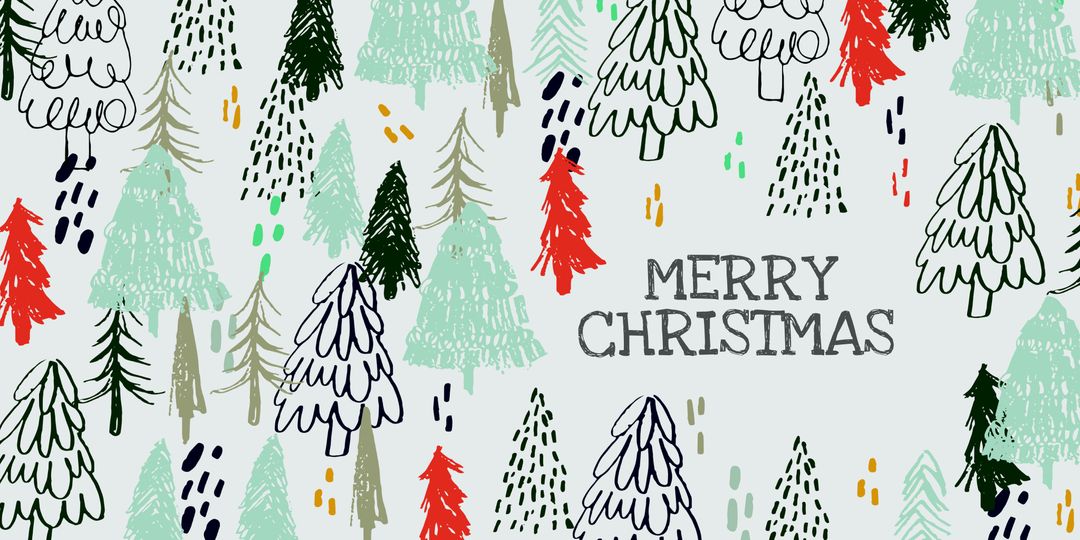Whimsical Hand-Drawn Christmas Trees with Festive Colors