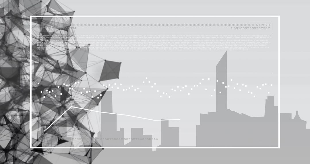 Digital Data Networks Overlaying Modern Cityscape