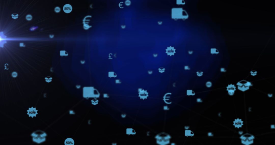 Digital Marketing Icons on Blurred Blue Background