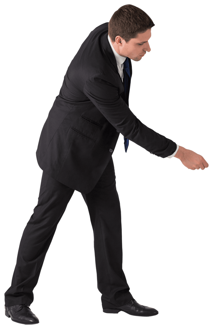 Thoughtful Businessman Gesturing on Transparent Background
