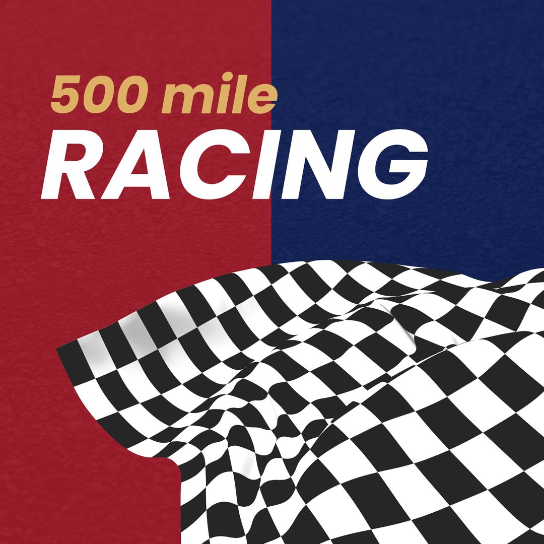Colorful Racing Flag with 500 Mile Racing Text for Event Promotion