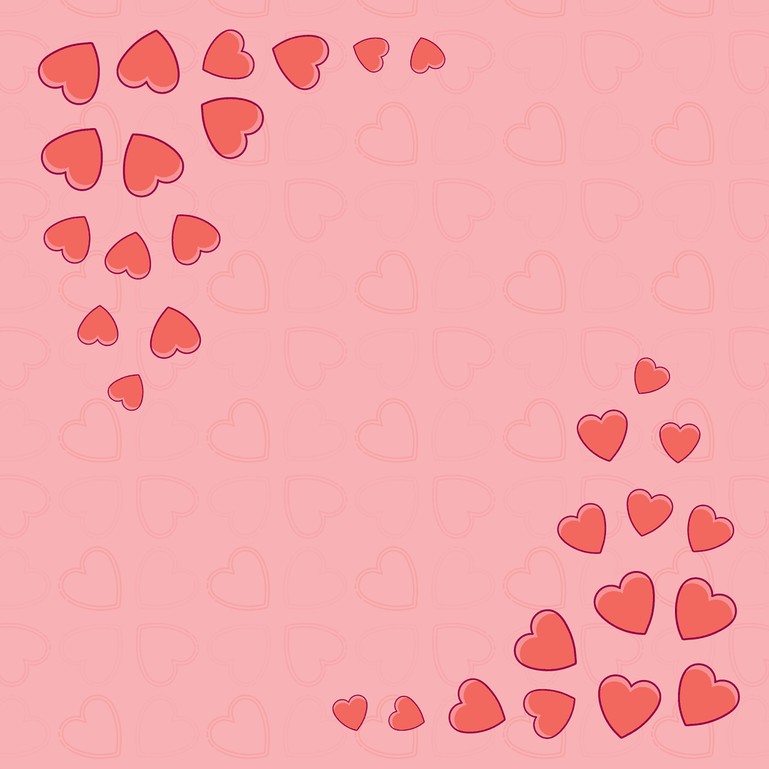 Heart Pattern Decorative Background with Transparent Red and Pink Hearts