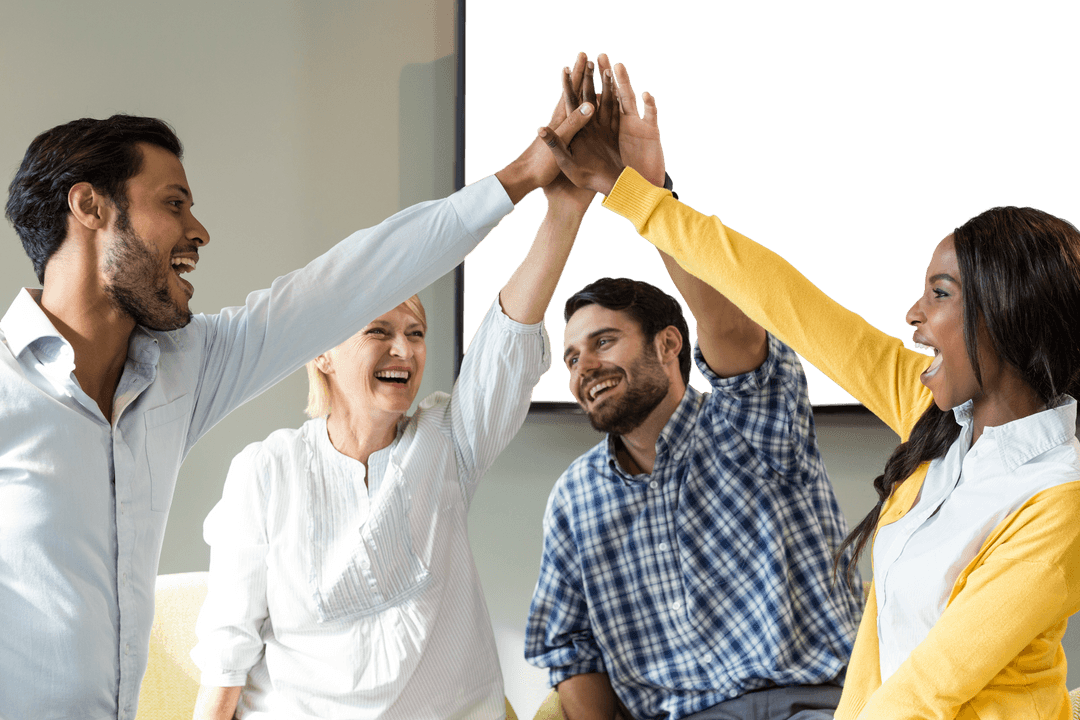 Transparent Group Collaboration Success High Five Concept
