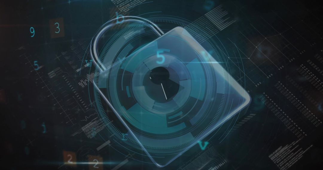 Digital Padlock and Data Security Technology Concept
