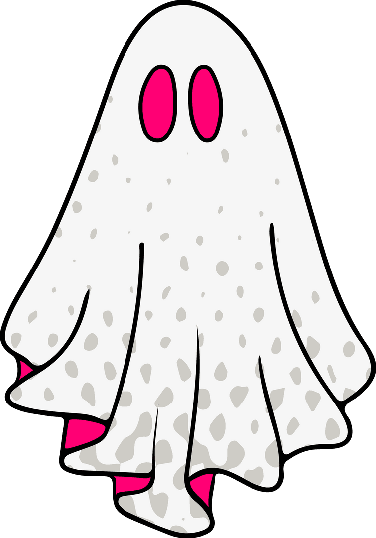 Transparent Cartoon Ghost in Spotted Sheet with Pink