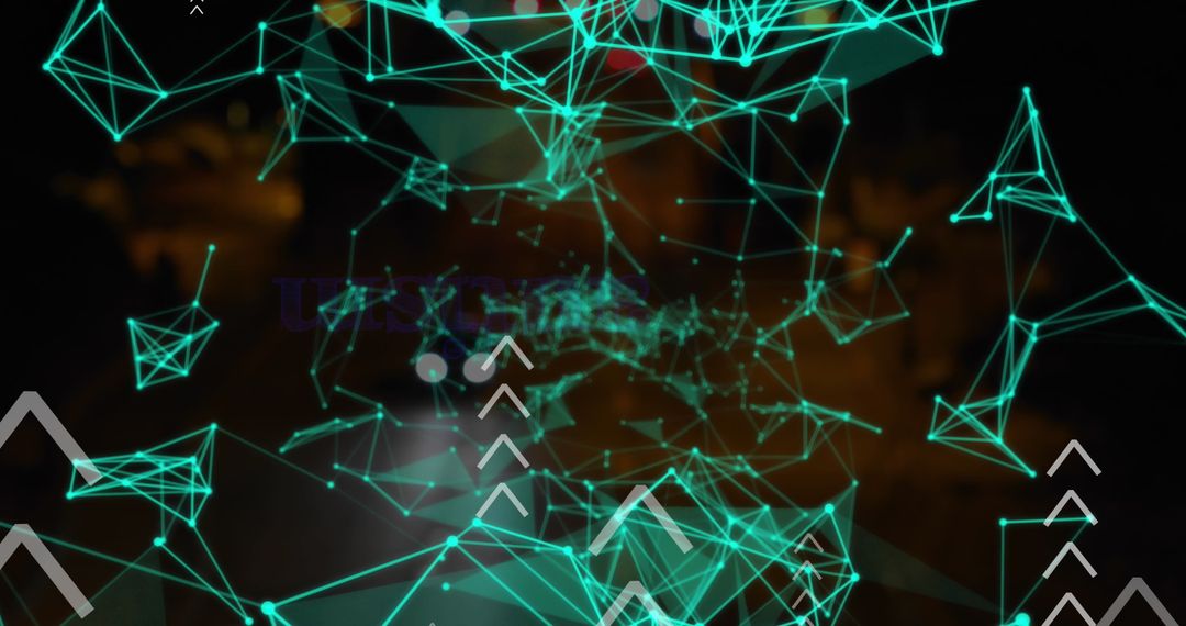 Abstract Digital Network with Glowing Green Lines and Nodes
