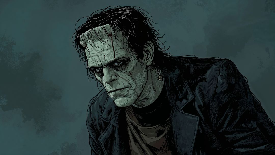 Eerie Reanimated Creature with Stitching and Neck Bolts